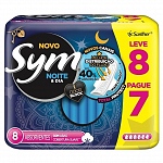Absorvente Sym Total Protect Noite & Dia Cobertura Suave com Abas Leve 8 Pague 7