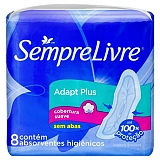 Absorvente SEMPRE LIVRE Adapt Cobertura Suave sem Abas com 8 Unidades