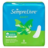 Absorvente SEMPRE LIVRE Adapt Cobertura Suave sem Abas com 8 Unidades