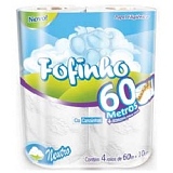 Papel Higiênico Folha Simples Neutro 60m FOFINHO Pacote com 4 Unidades