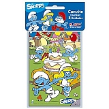 Convite Pequeno de Aniversário Os Smurfs JUNCO com 8 Unidades