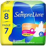 Absorvente SEMPRE LIVRE Adapt Cobertura Suave com Abas Leve 8 Pague 7