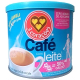 Café Com Leite 3 CORAÇÕES Zero Adição de Açúcar Pote 265g