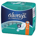 Absorvente ALWAYS Ultra Fina Cobertura Seca com Abas 8 Unidades