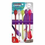 Colher Cristal Color ART HOUSE Ideal para Mexer Bebidas 5 Unidades