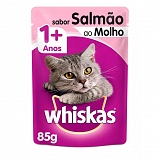 Petiscos para Gatos WHISKAS Sabor Salmão ao Molho 85g