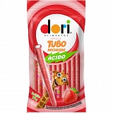 Tubo Recheado DORI Regaliz Ácido Morango 70g