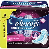 Absorvente ALWAYS Noturno Noites Tranquilas Cobertura Suave com Abas Leve 8 Pague 7