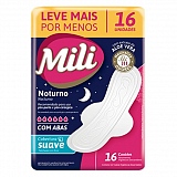 Absorvente MILI Noturno Cobertura Suave com Abas Leve 16 Pague 14