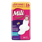 Absorvente MILI Dia & Noite Cobertura Suave com Abas Leve Mais por Menos com 16 Unidades