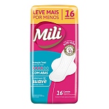 Absorvente MILI Conforto Total Cobertura Suave com Abas Leve 16 Pague 14