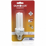 Lâmpada Branca OUROLUX Eletrônica Compacta 3U 15W 220V 6400K Unidade