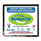 Saco para Lixo BOMLIXO Econômico 200 Litros Preto com 10 Sacos