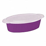 Pote Oval Canelado NITRON Cor Violeta com Tampa Transparente M 1,25L