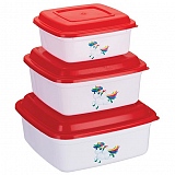 Conjunto de Potes Quadrados COCAPLAS Unicórnio P.M.G Cores Sortidas 3 Peças