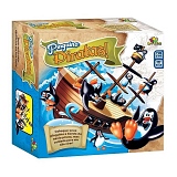 Navio Equilibrista Pinguins Piratas ART BRINK com 1 Navio, 03 Mastros, 01 Base, 01 Pino e 16 Pinguins