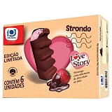 Picolé Strondo PERFETTO Love Story Morango com Cobertura de Chocolate Caixa 360g com 6 Unidades