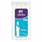 Vela Branca de Parafina STARLUX Nº 08 com 8 Unidades de 17g Pacote 136g