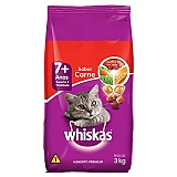Ração para Gatos Adultos WHISKAS 7+ Sabor Carne 3Kg