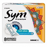 Absorvente SYM Premium Cobertura Seca com Abas com 8 Unidades