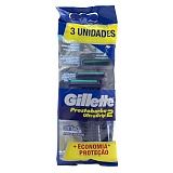 Aparelho de Barbear GILLETTE Prestobarba 2 Ultra Grip Cabeça Fixa 3 Aparelhos