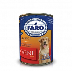 Ração para Cães Adultos FARO Sabor Carne Lata 330g